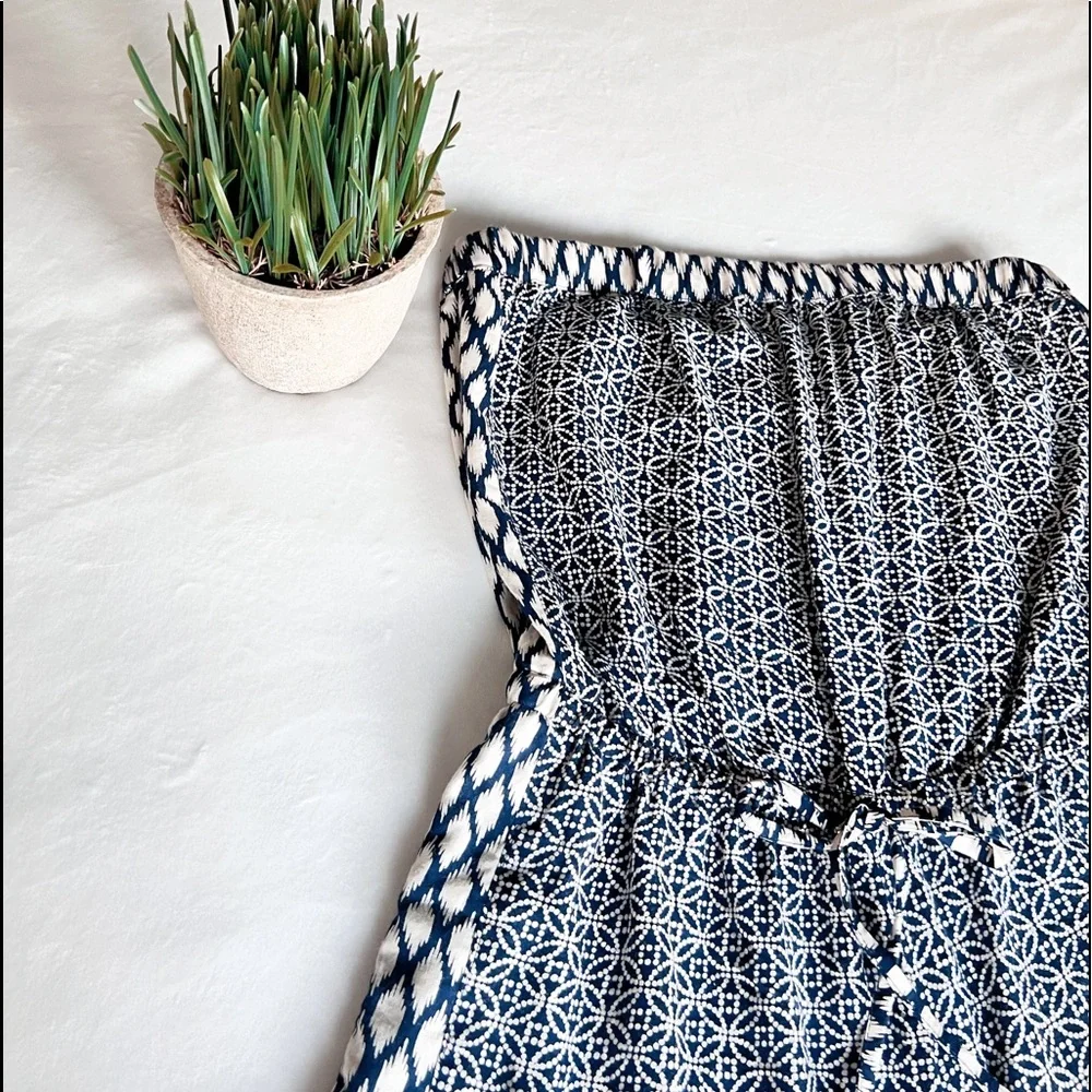 SOLD. ANGIE Medium Blue Boho Strapless Romper - Picture 7 of 13